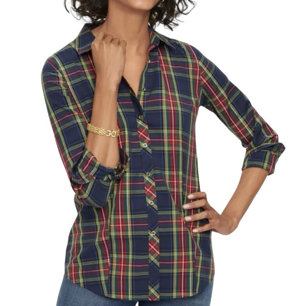 Talbots Tartan Plaid Long Sleeve Shirt Size 6